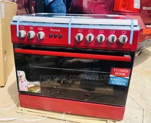Ferre- Stainless Top 5 Burner-Size 60/90 Gas Cooker-Red