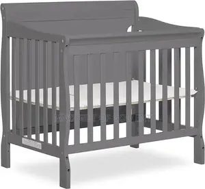 Alice 3-in-1 Full Panel Convertible Mini Crib, Storm Grey,
