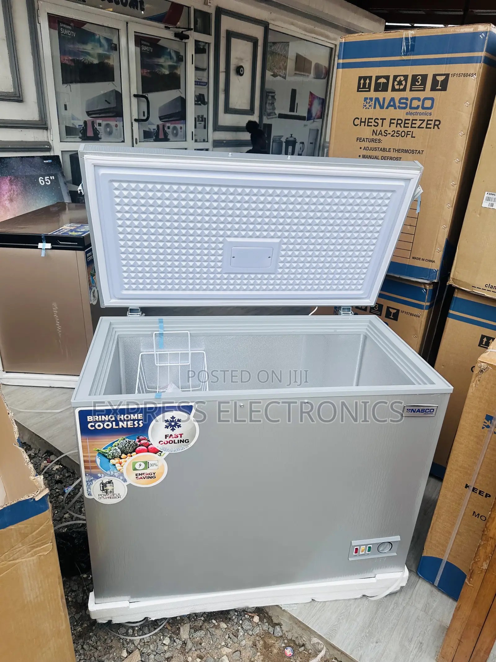 Chest Freezer Single Door 100L Nas-250fl Grey.