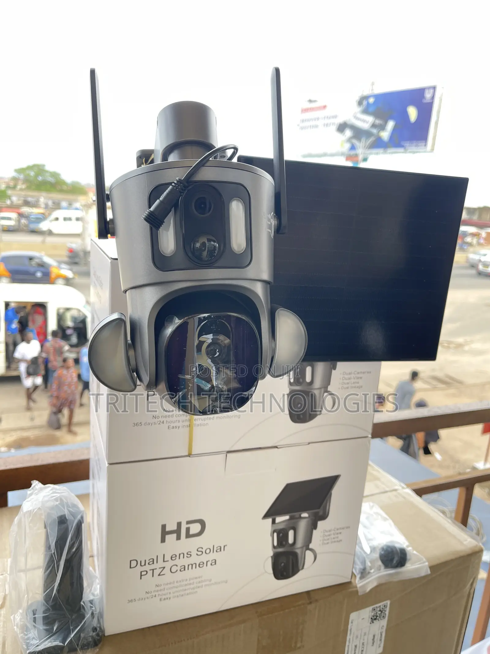 4g Dual Lens Solar PTZ Camera Floodlights (4mp) Ubox App