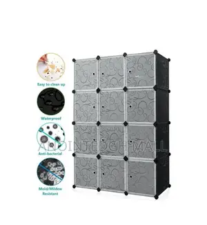 12 Cubes Plastic Wardrobe - Black