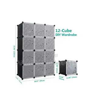 12 Cubes Plastic Wardrobe - Black