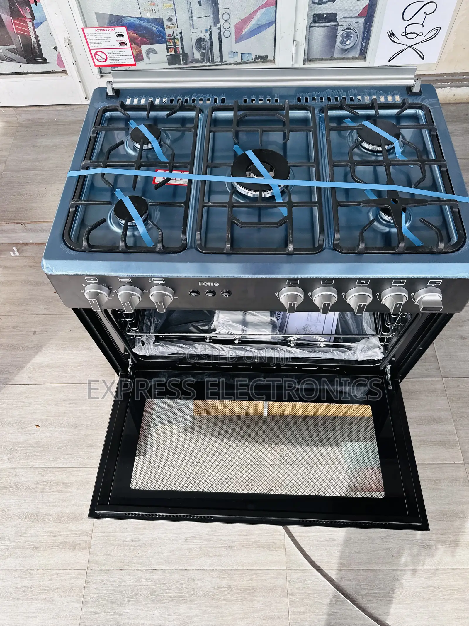 Black Stove 5burner Gas Cooker Oven Grill 60/90.