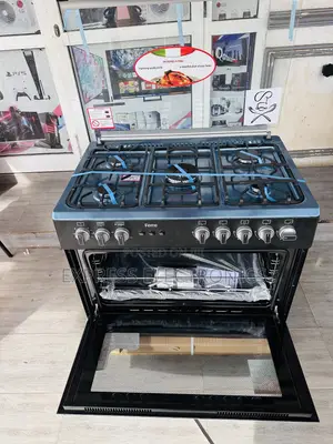 Sleek Black Ferre 60/90 5burner Gas Cooker Oven Grill.