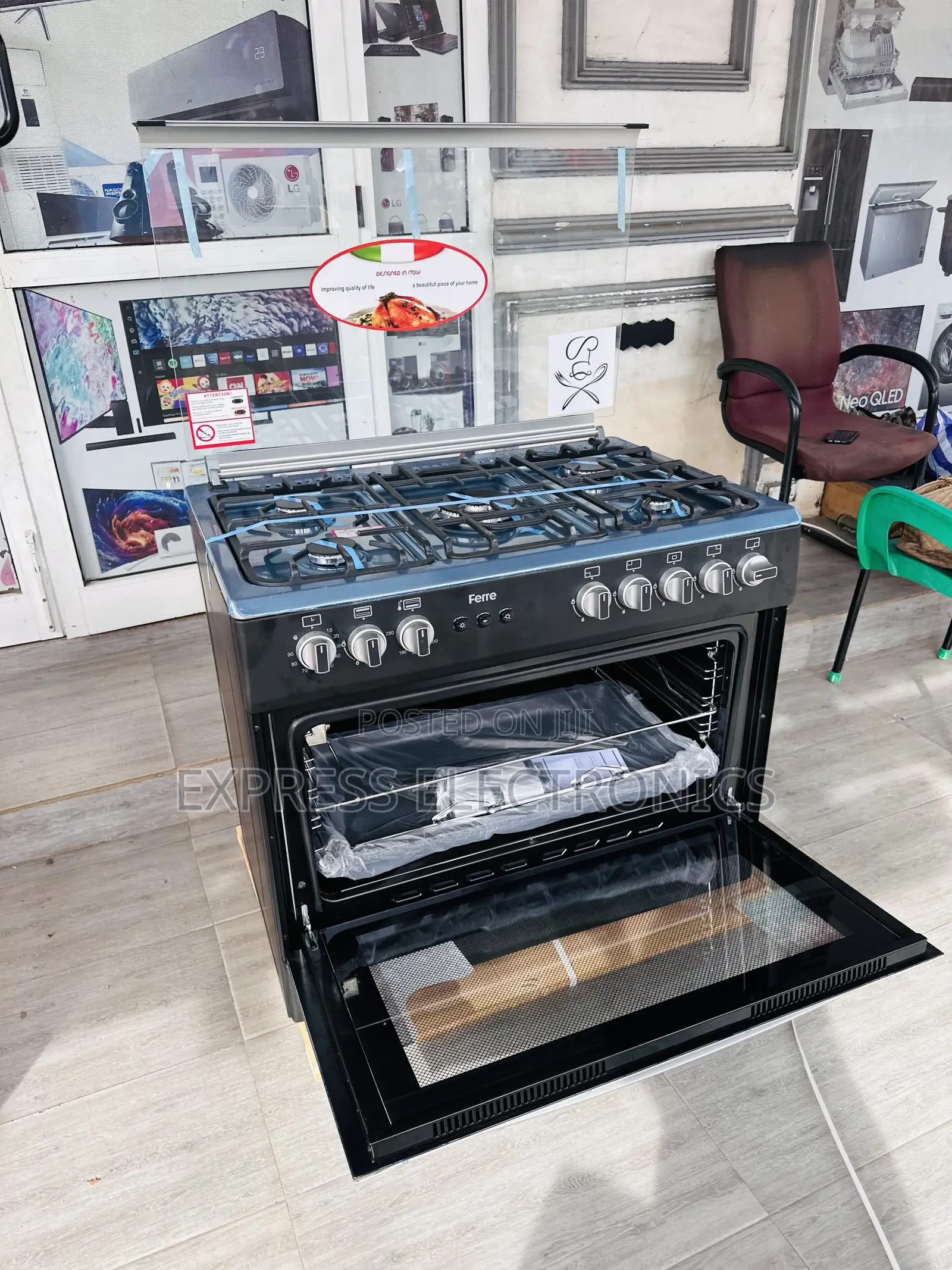 Purchase the Best Black Ferre Gas Cooker 5burner 60/90