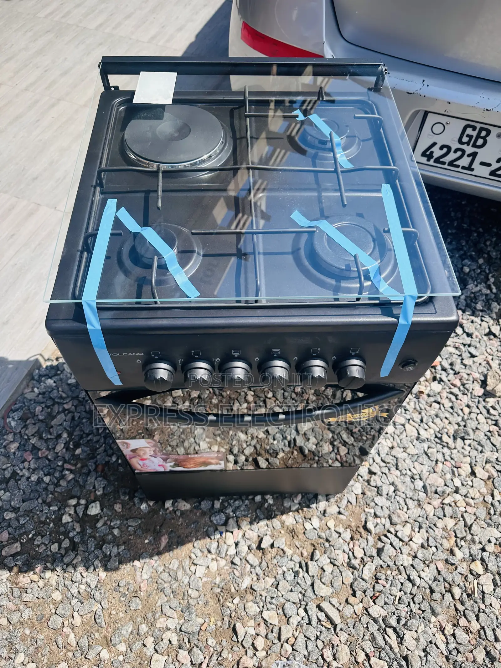 3-1 Stove Gas Electric Cooker Oven Black.