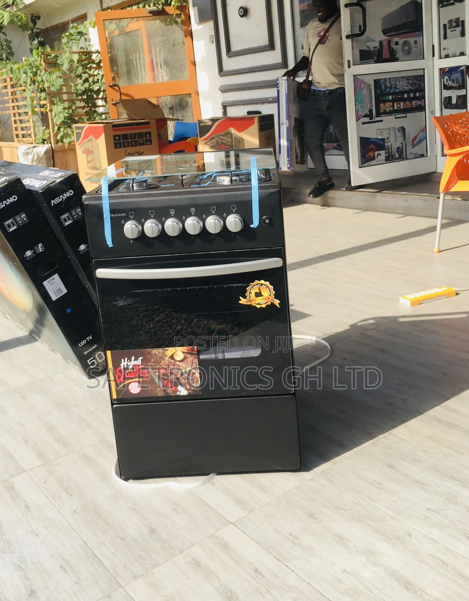 4 Gas Cooker Oven With Grill Volcano 50x50 Glass Lid