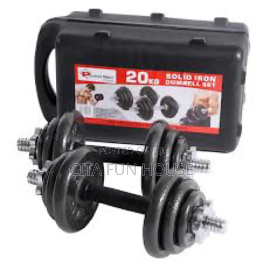 20kg Dumbells Set Weight Solid Iron Plates/ Barbell