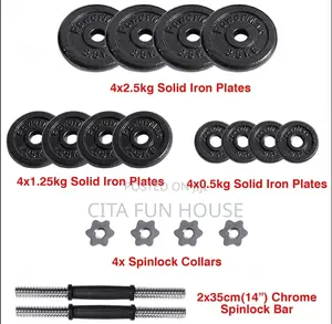 20kg Dumbells Set Weight Solid Iron Plates/ Barbell