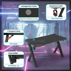 GAMING DESK WITH RGB And Headset / Cup Holder