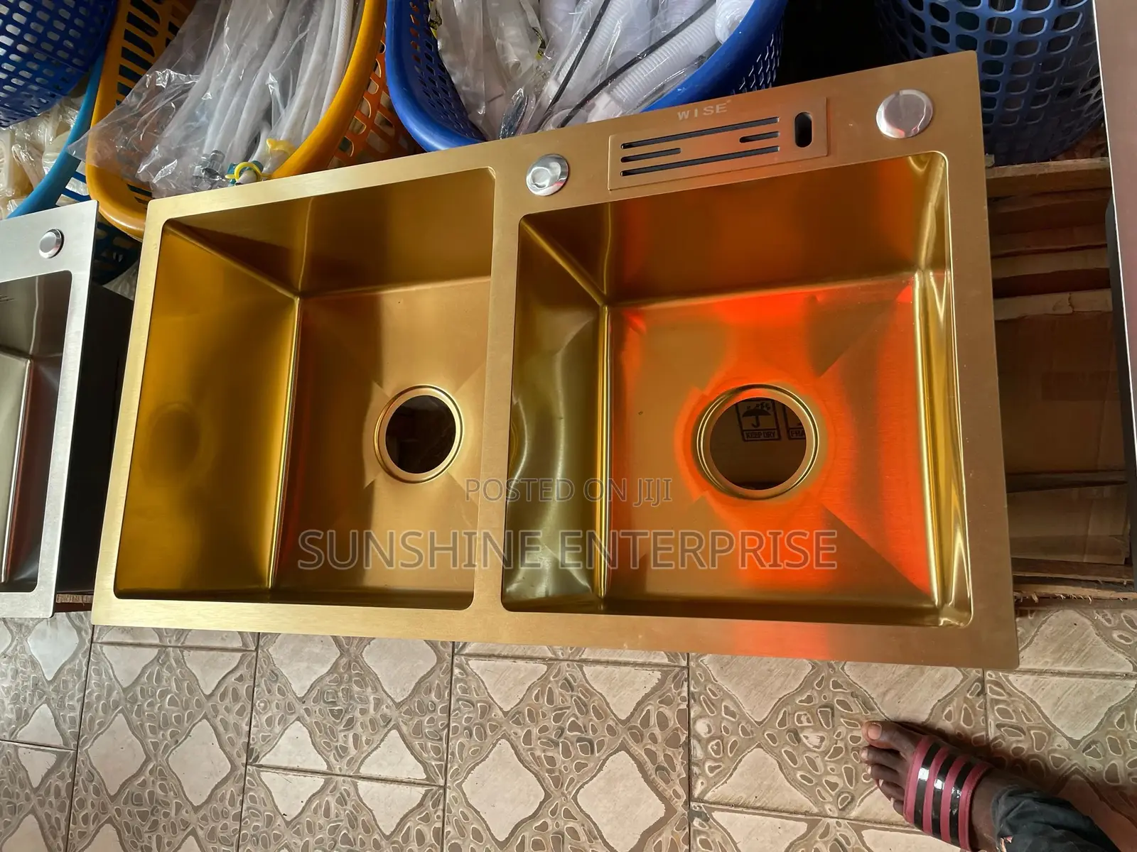Golden Kitchen Sink With Accessories