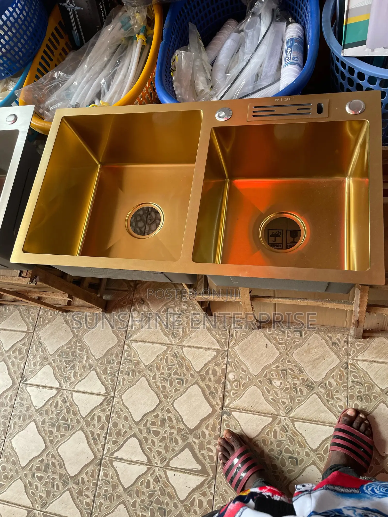 Golden Kitchen Sink With Accessories