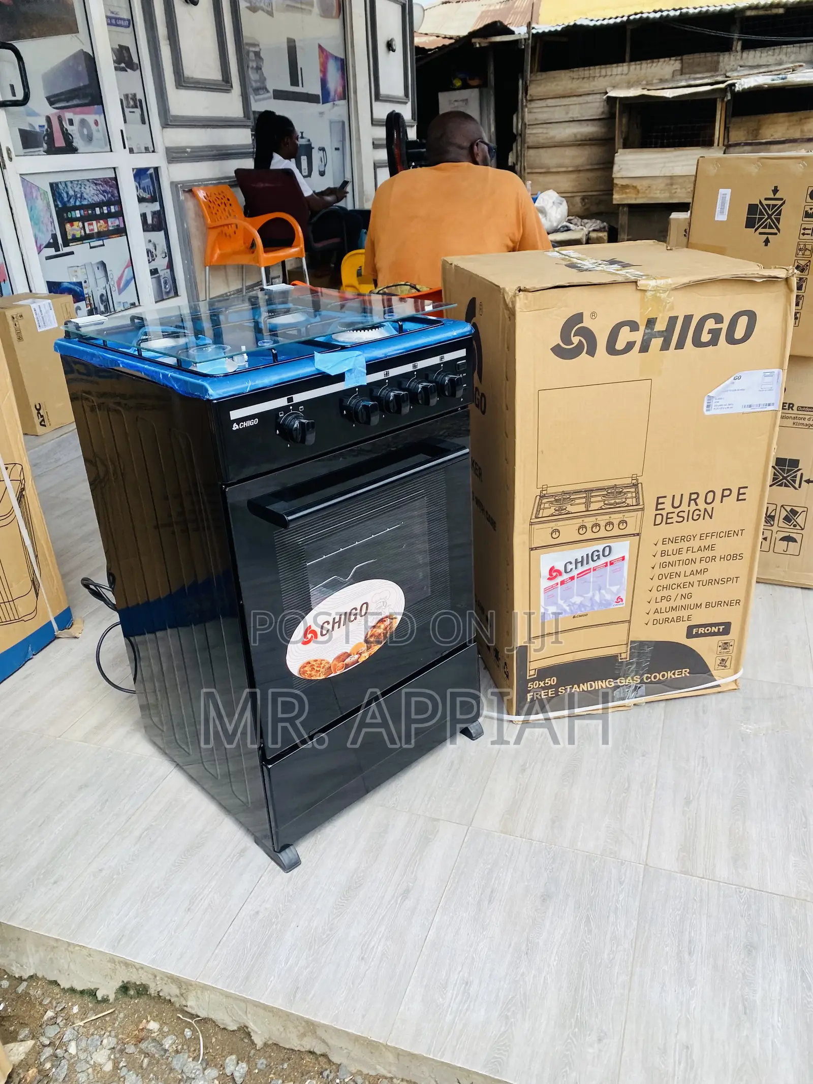 Durable Chigo 50x50 4 Gas Auto Ignition Burner(Black).
