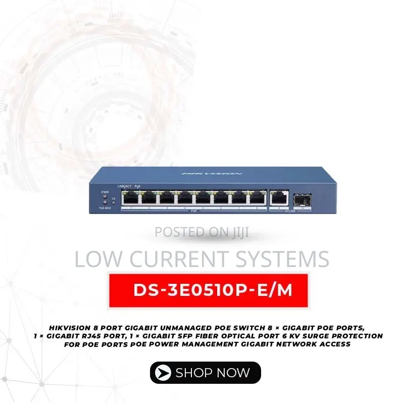 Hikvision 8 Port Gigabit Unmanaged Poe Switch 8 × Gigbit Poe