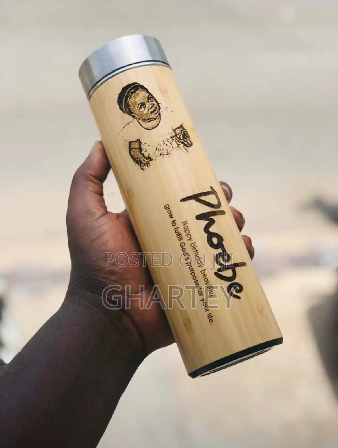 Customized Picture on Bamboo Flask.