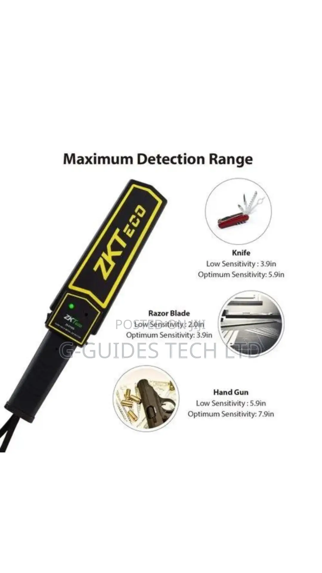 Zkteco Hand Held Metal Detector Zk-d100s