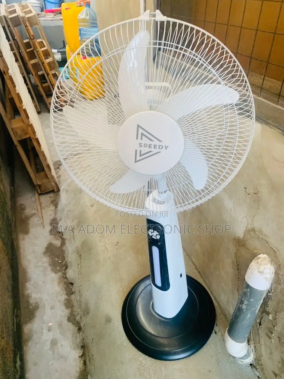 Speedy Rechargeable Standing Fan(White).
