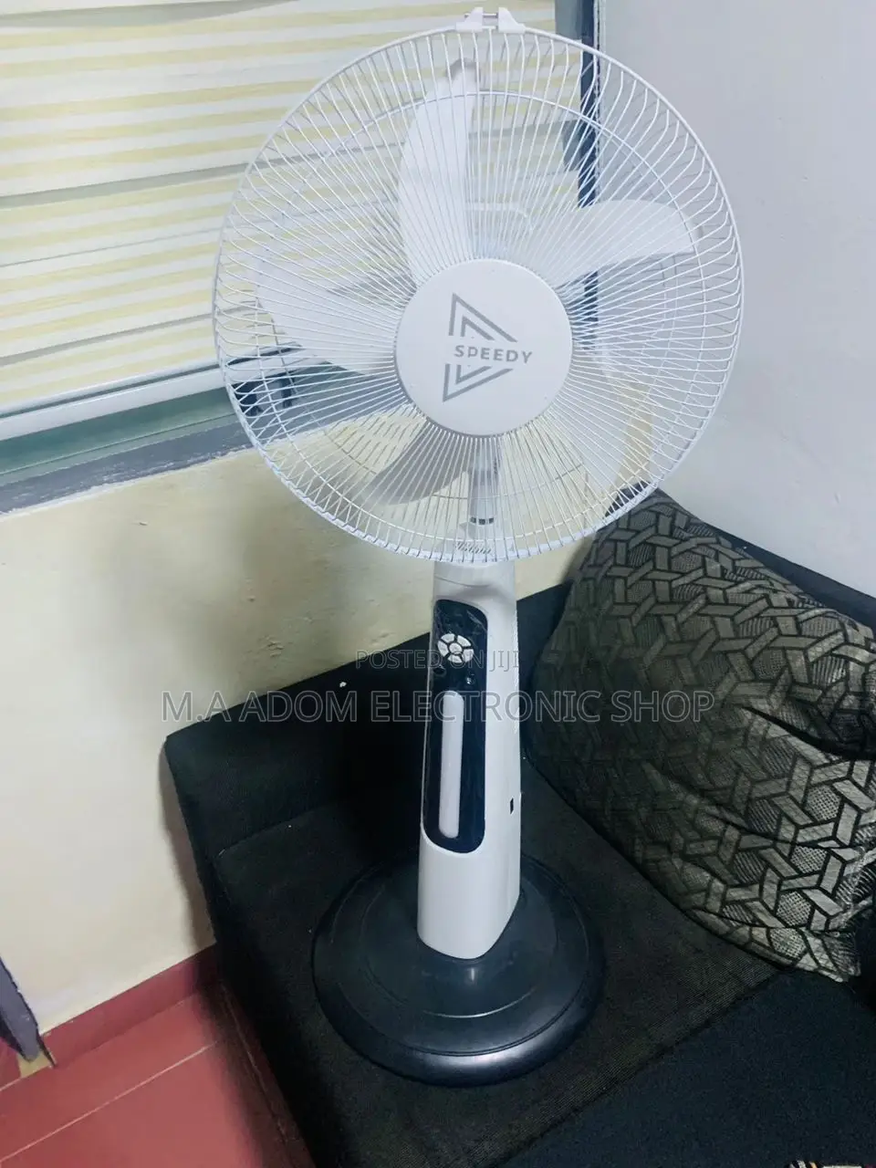 Rechargeable Speedy Electric Standing Fan(Black/White).