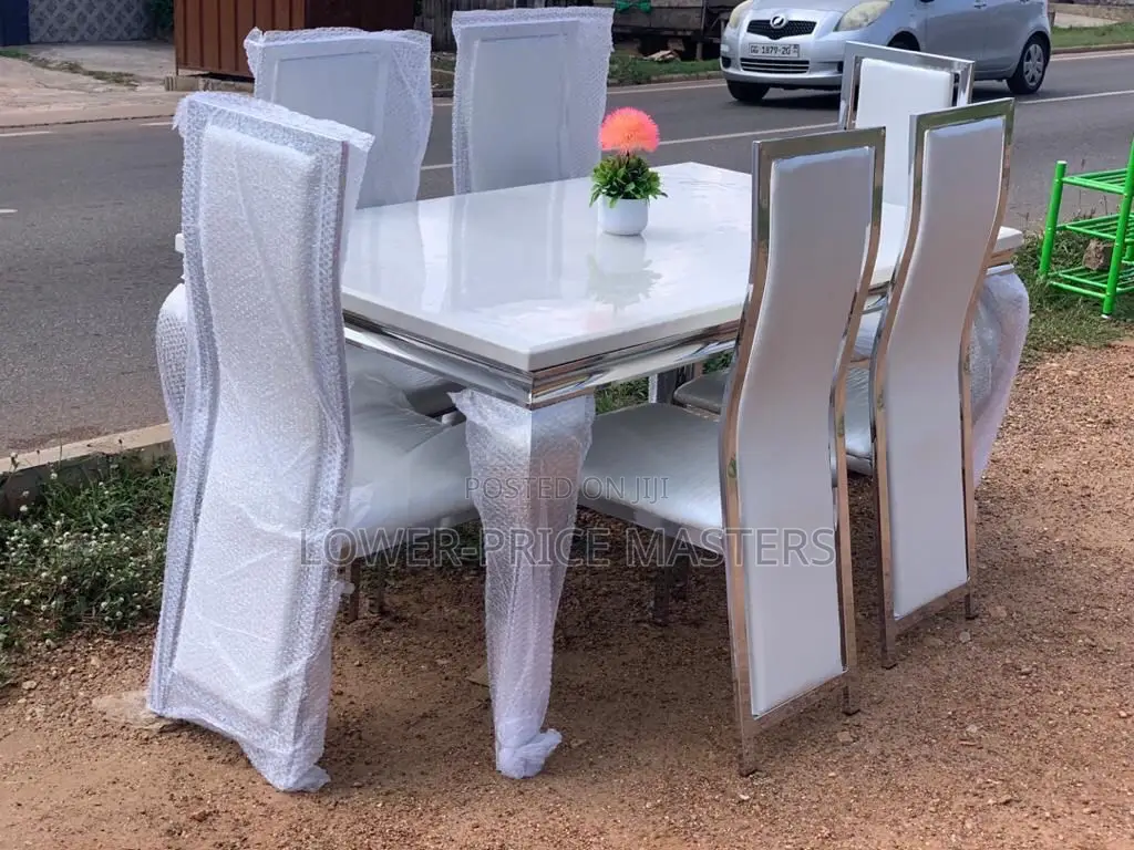 Modern 6 Chair Marble Dining Table Set