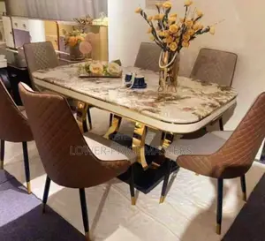 Luxurious 6 Chair Modern Marble Dining Set