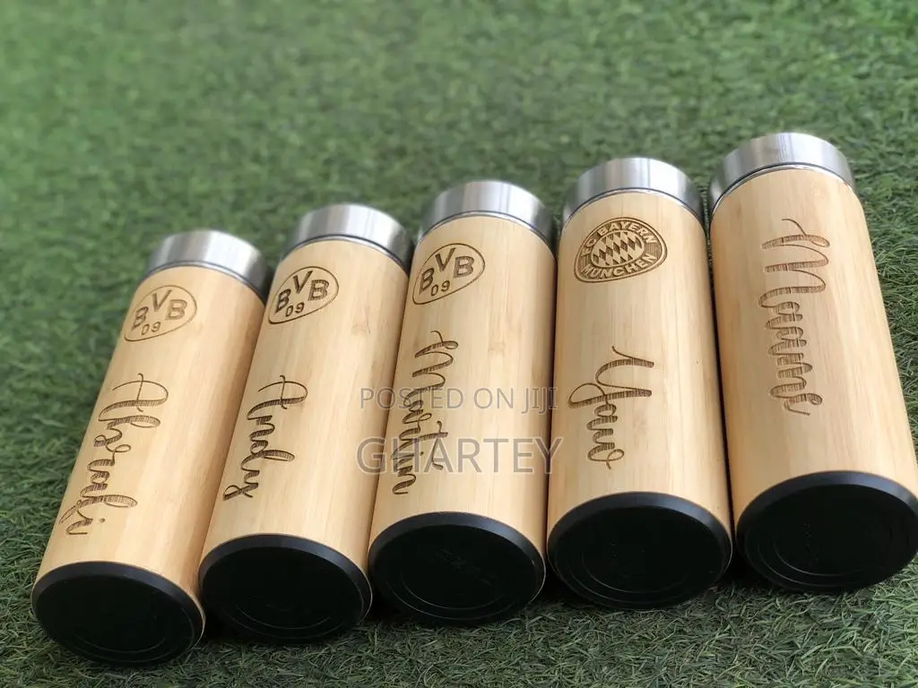 Customized Favorite Team Logo on Bamboo Flask