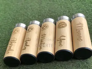 Customized Favorite Team Logo on Bamboo Flask