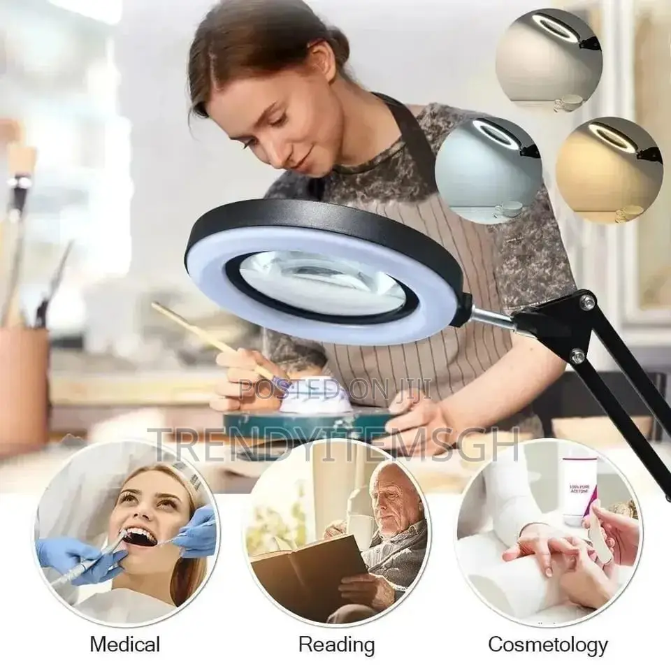 3 Colors Led Ring Light Magnifying Led Table Study Lamp