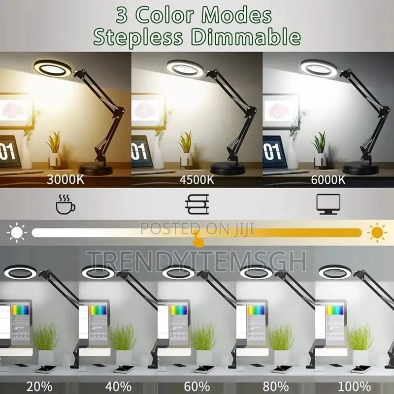 3 Colors Led Ring Light Magnifying Led Table Study Lamp