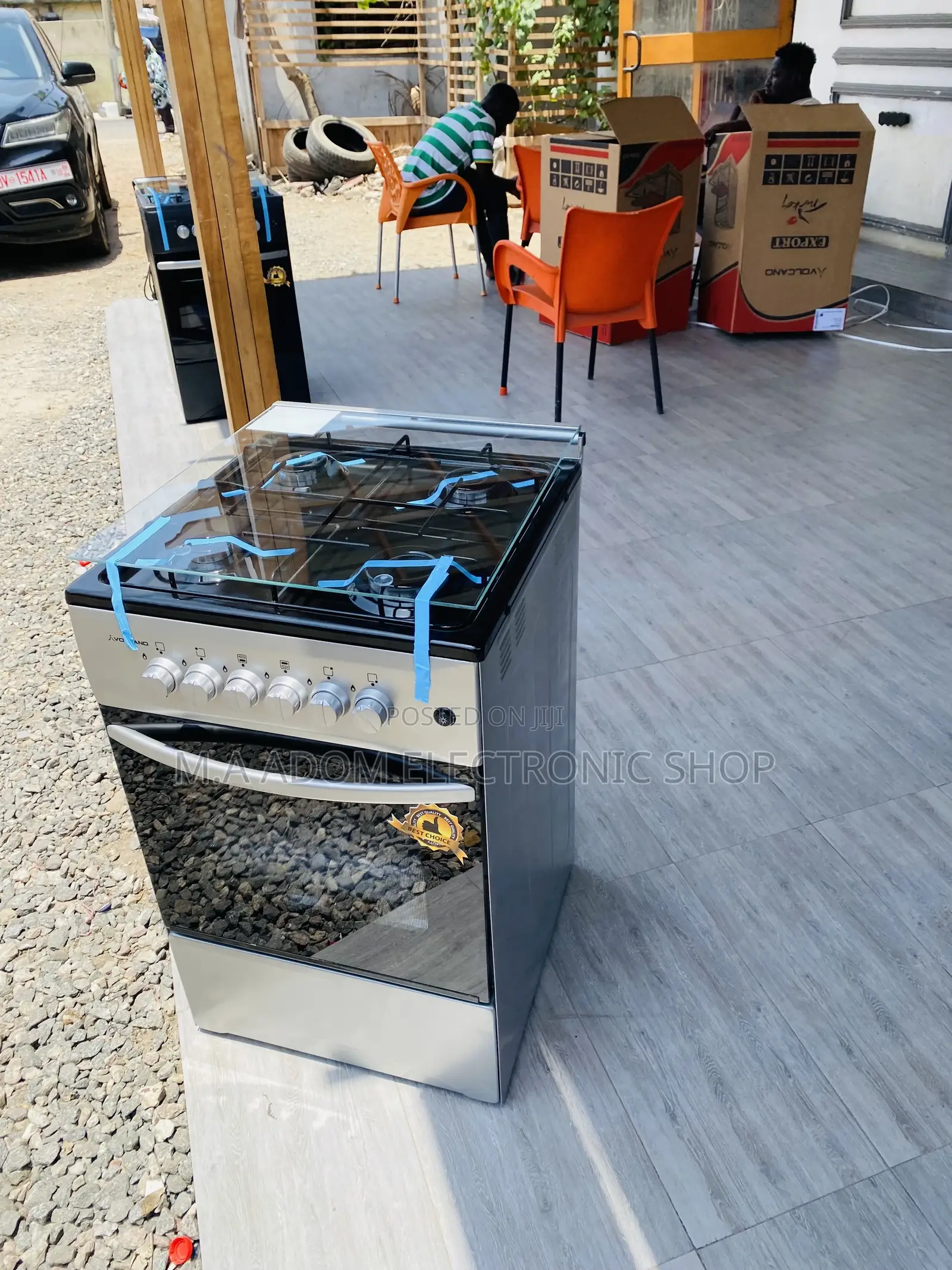 Sleek Volcano 50x50 4 Gas Burner With Oven and Grill,Gray