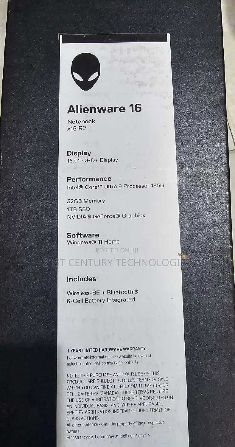 New Laptop Dell Alienware X16 32GB SSD 1T