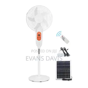 Rechargeable 16" Solar Fan With Two Light Bulbs and Panel