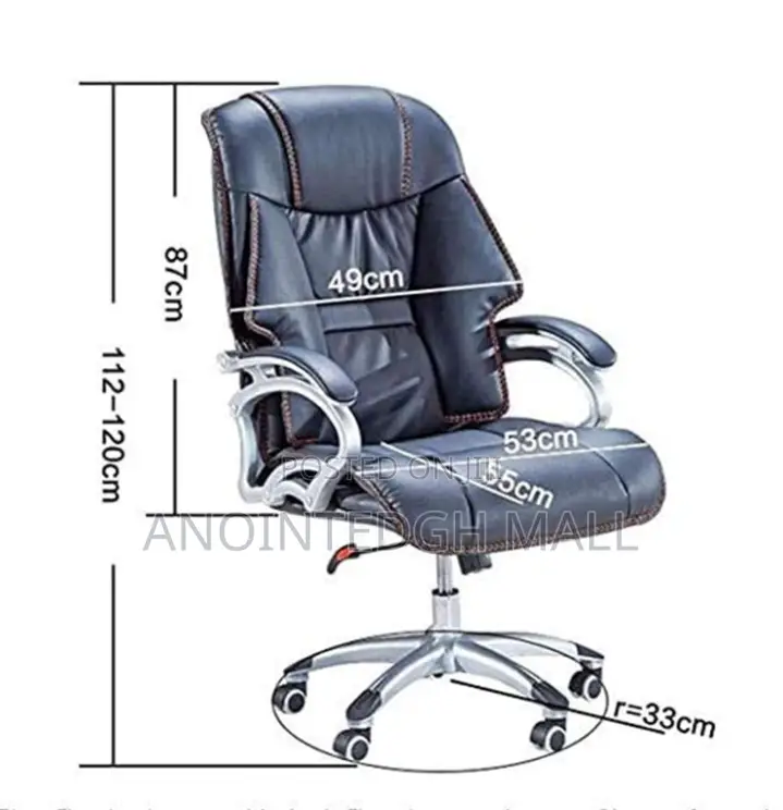Office Leather Swivel Chair - Black