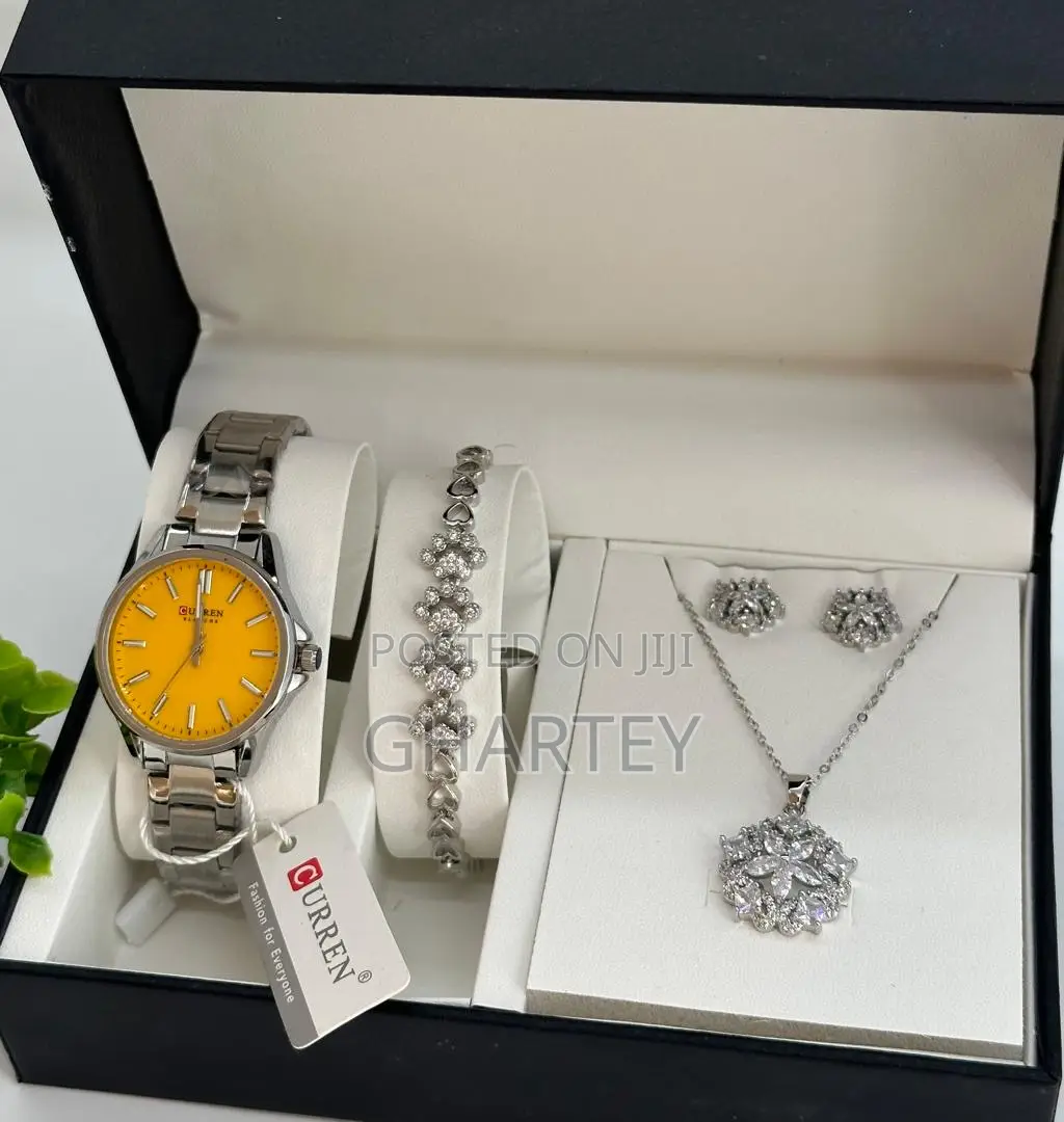 Ladies Watch Bracelet Necklace Gift Box Set