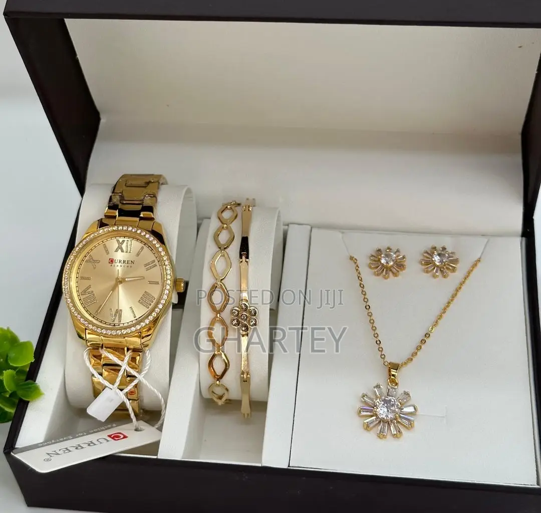 Ladies Watch Bracelet Necklace Gift Box Set
