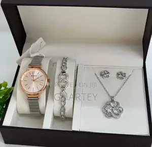 Ladies Watch Bracelet Necklace Gift Box Set