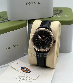 Ladies Analog Chronograph Leather Strap Watch