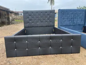 Photo - Black Leather Double Bedframe