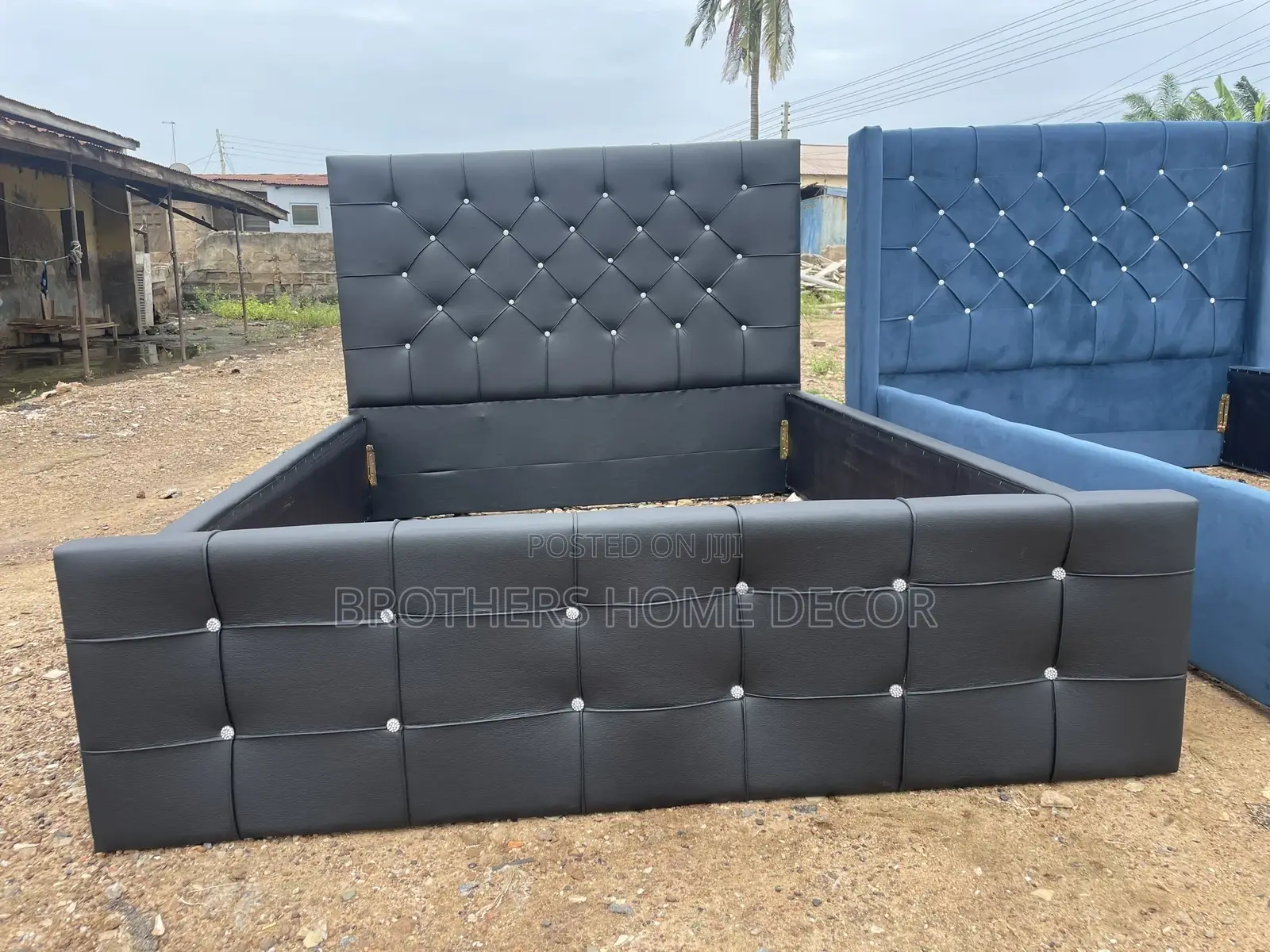 Black Leather Double Bedframe