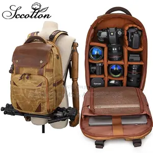 Canvas Leather Camera Backpack