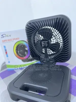 Portable Rechargeable Fan With Boombox Speaker and Light