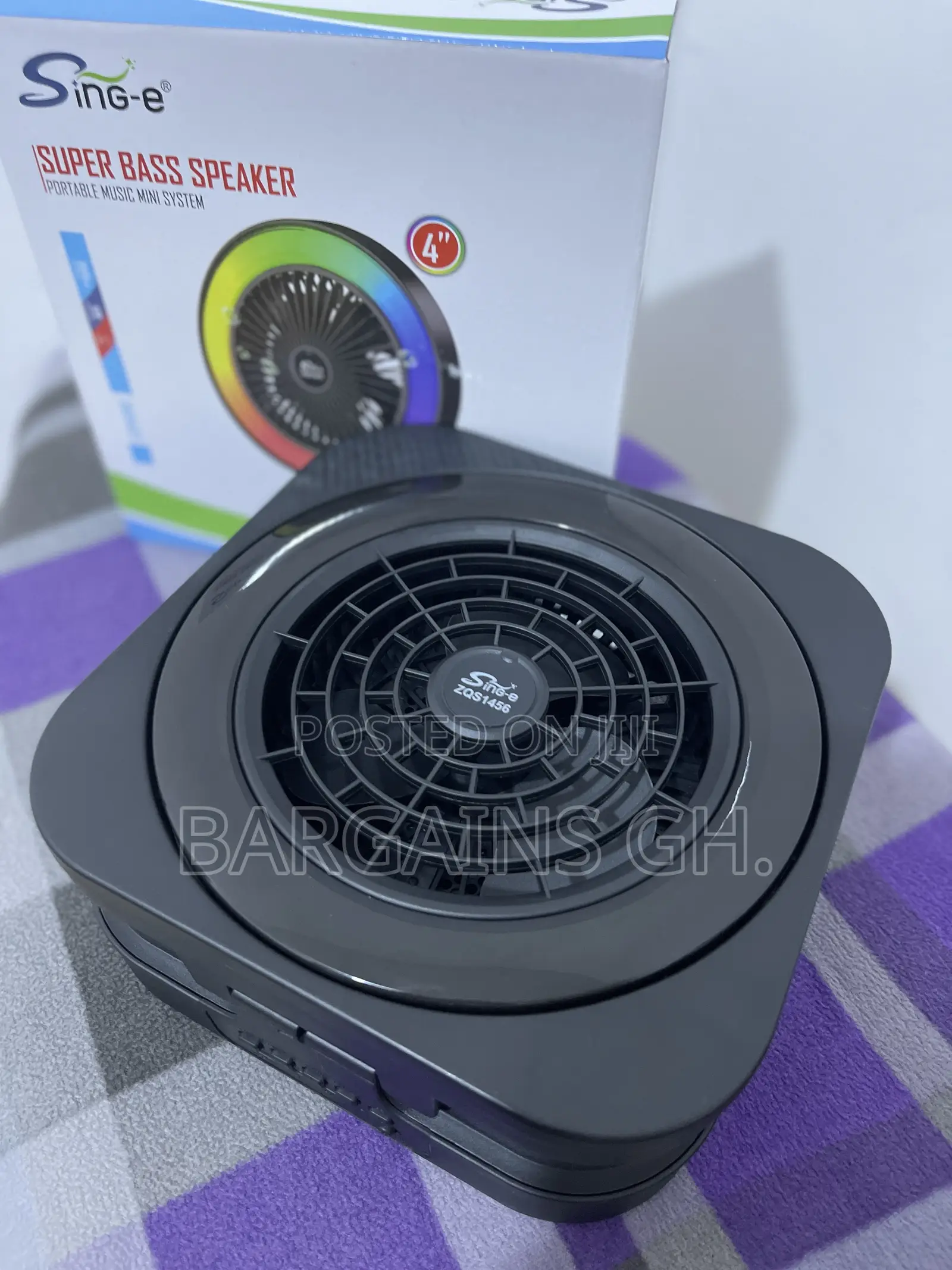 Portable Rechargeable Fan With Boombox Speaker and Light
