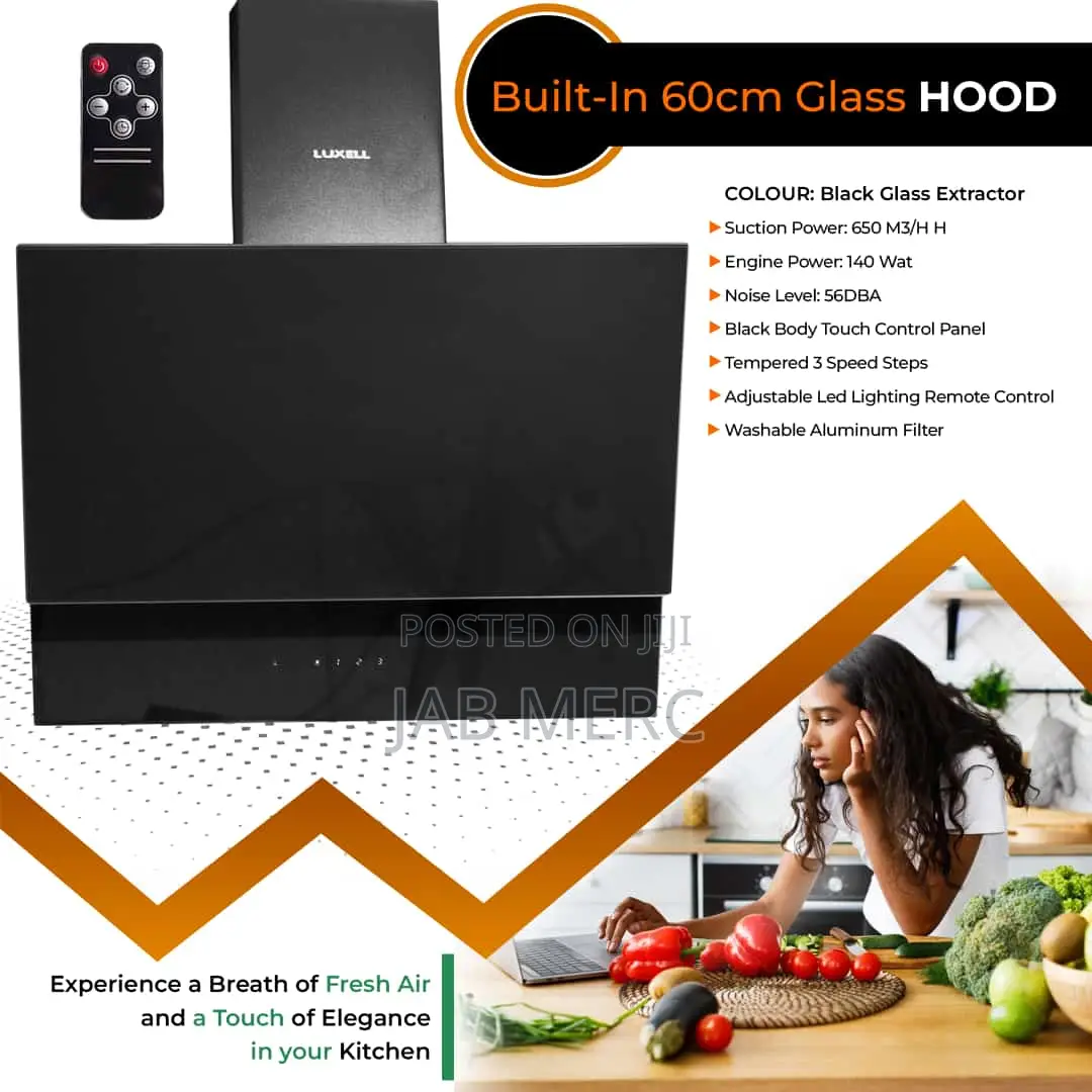 60cm Kitchen Range Hood Extractor Inclined Black