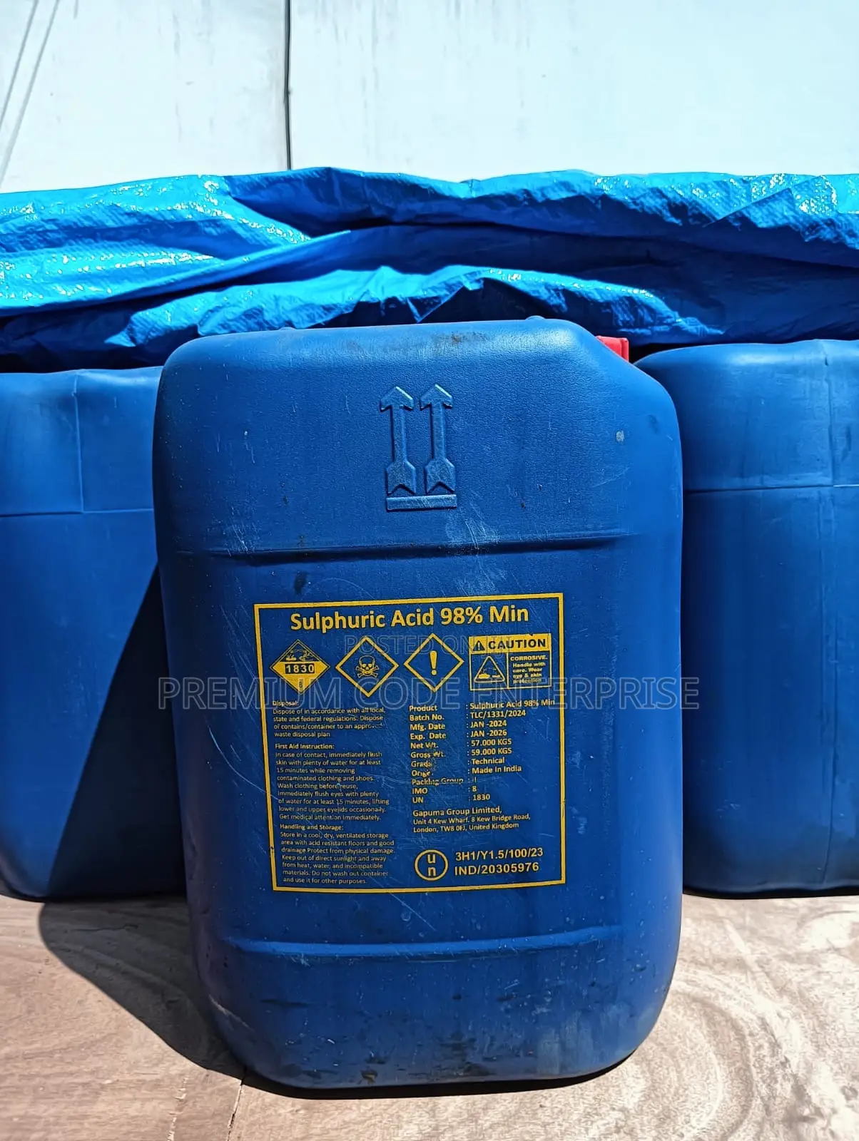 Sulphuric Acid 98% Concentration, 30l/57kg