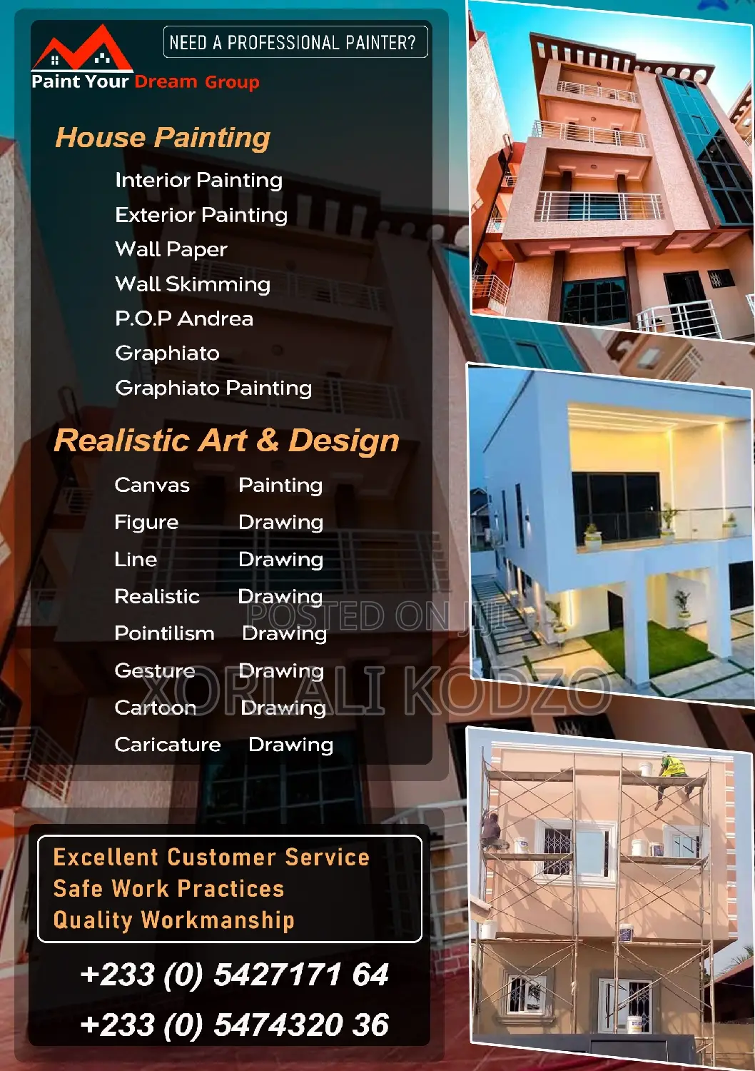 House Painting, Wall Paper, POP Design, Grafiato,Art Work