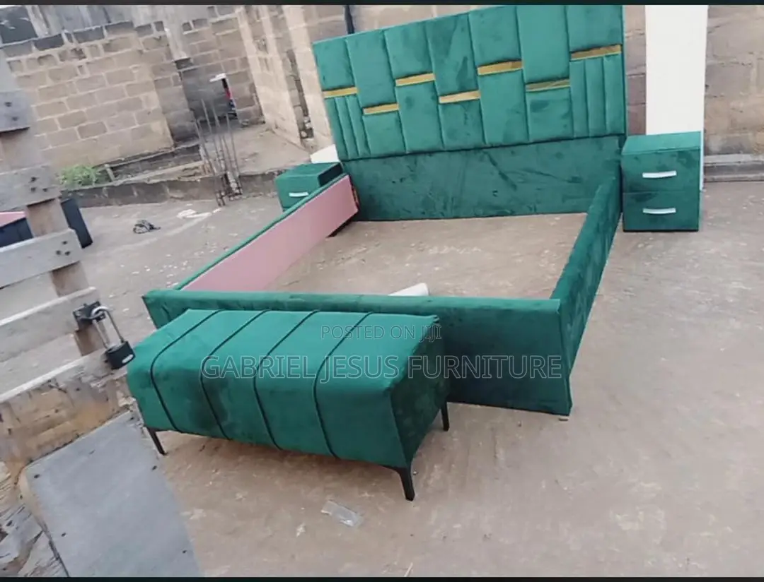 Complete Queen Size Bed Frame With Side Drawers and Couch
