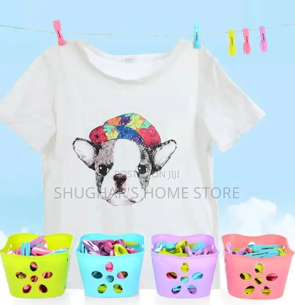 30pcs Plastic Clothes Pegs in a Basket