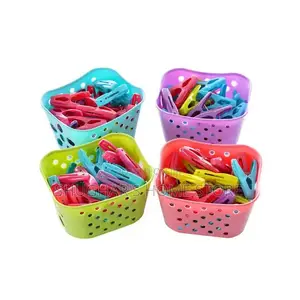 30pcs Plastic Clothes Pegs in a Basket