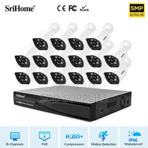 Srihome 5MP 16 Channels 3MP Bullet POE NVR Kit
