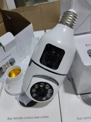 Wireless Smart Dual Lens PTZ Bulb Camera With Two Way Audio