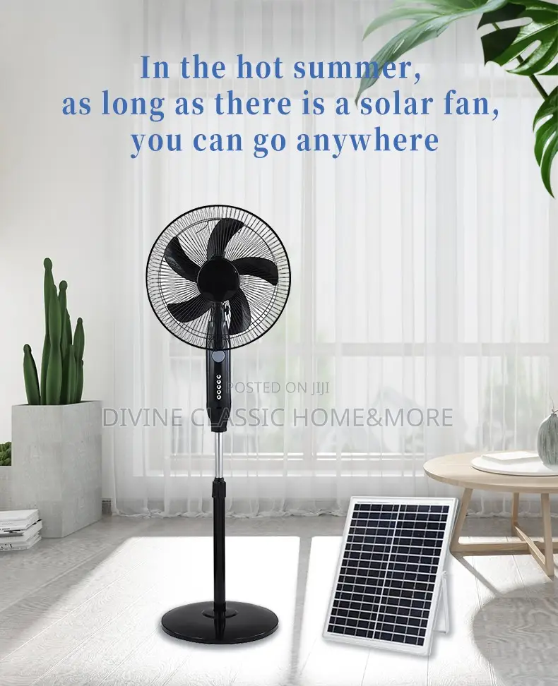6v Solar Pedestal Fan 3 Speed 16-Inch Rechargeable Fan